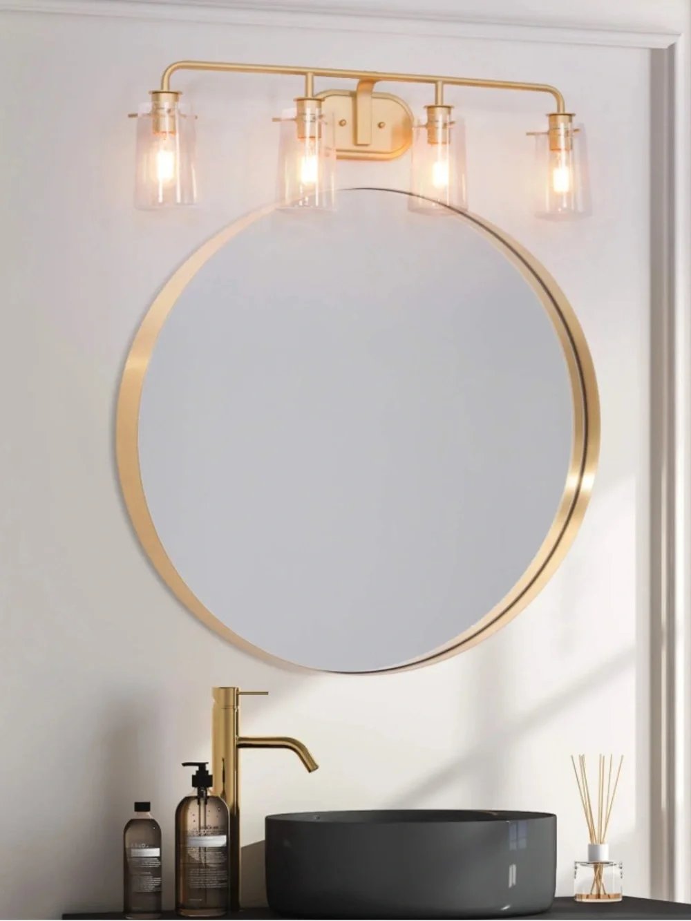 NIB Suntiny 4-Light Gold Bathroom Vanity Light SKU A03567